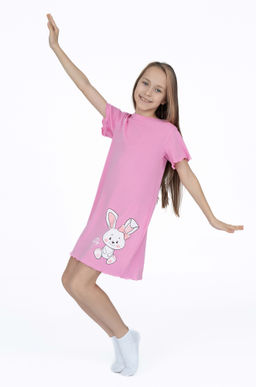 Сорочка для девочки розовая зайчонок