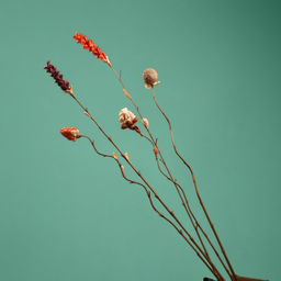 Сухоцвет на бамбуковом стебле, 150 см, оранжевый