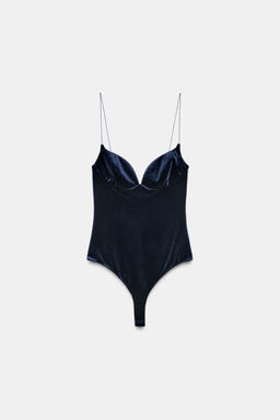 STRAPPY VELVET BODYSUIT - Zara фото 6