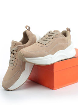 05-A504-4 DK. BEIGE Кроссовки женские (натуральная замша)