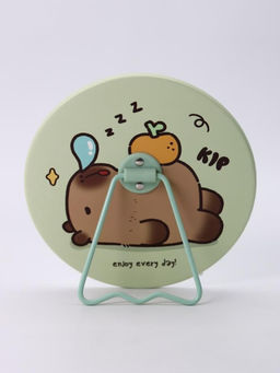 Зеркало настольное "Capybara is happy", зеленое, 15,6*15,6 см