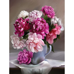 Алмазная мозаика с частичным заполнением на подрамнике «Пионы», 30×40 см