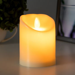 Светодиодная свеча, ночник LED RISALUX «Большая», от батареек 3ААА, 7.5×7.5×10 см