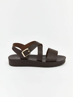 Deri G?r?n?ml? Kad?n Sandalet