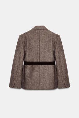 HERRINGBONE BLAZER WITH BELT - Zara фото 7
