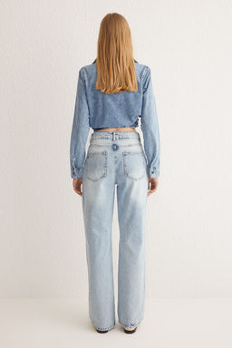 Ac?k Mavi Yuksek Bel Wide Leg Jeans TWOSS25JE00068 - Trendyolmilla фото 5