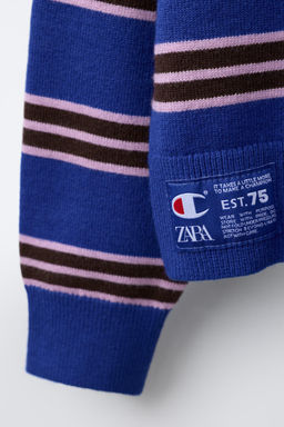 CHAMPION ® X ZARA EMBROIDERED STRIPED KNIT SWEATER  фото 4
