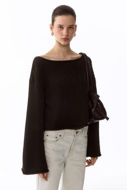 Jersey de punto acanalado con escote barco - H&m фото 5