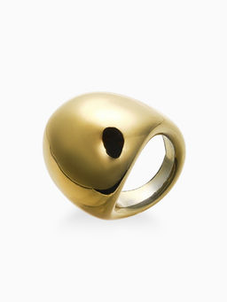 Кольцо пластик «Объемный круг», размер 17, цвет золото