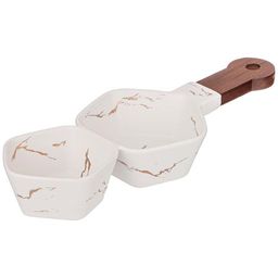 МЕНАЖНИЦА С ДЕРЕВЯННОЙ РУЧКОЙ КОЛЛЕКЦИЯ ЗОЛОТОЙ МРАМОР ЦВЕТ:WHITE 32*12,5*5 СМ