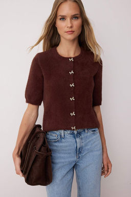 Kahverengi Dugme Detayl? Yumusak Dokulu Triko H?rka TWOAW26HI00099 - Trendyolmilla фото 2