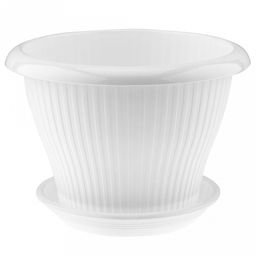 Горшок для цветов пластмассовый "Гамма плюс" 4,2л, д25см, h17,5см, белый (Россия)