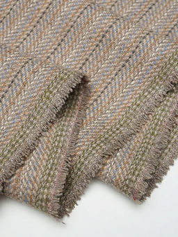 Шерсть пальтово-костюмная Твид Полоска-пунктир цв.бежевый, ш.1.5м, шерсть-30%, п/э-70%, 330гр/м.кв - Купава фото 5