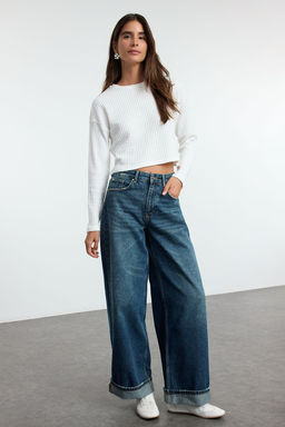 Koyu Mavi Katl? Paca Normal Bel Loose Baggy Jeans TWOSS25JE00001 - Trendyolmilla фото 3