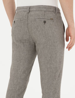 Ye_il Slim Fit Keten Kar___ml_ Kanvas Pantolon
