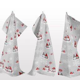 3шт Полотенце кухонное из рогожки - Лесные гномы 45x60