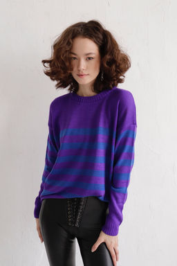 10082 Джемпер фиолетовый в полоску - Martichelli фото 4