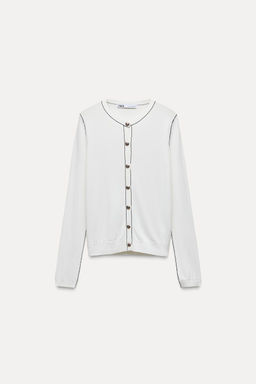 PLAIN KNIT CARDIGAN WITH CONTRAST TRIMS - Zara фото 9