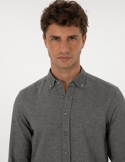 Gri Slim Fit Uzun Kollu G_mlek - Pierre cardin фото 2