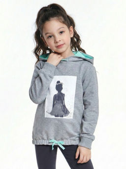 Толстовка с капюшоном UD 7367 серый/бирюза - Mini maxi фото 3