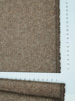 Шерсть пальтово-костюмная Твид Мелкая елочка цв.бежево-коричневый, ш.1.5м, шерсть-40%, п/э-60% - Купава фото 7