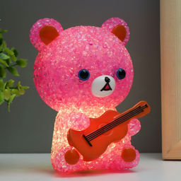 Фигурка светящаяся RISALUX «Мишка», LED-ночник, RGB, от батареек 3×LR44, 10×10×15.5 см, МИКС