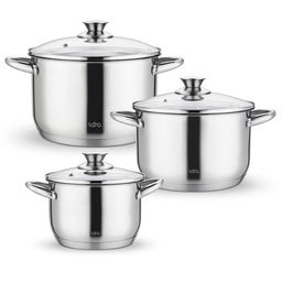Набор посуды Lara LR02-128 Афина 3 кастрюли с крышками (2.1+3.9+5.1л) индукционное 5-ти  фото 2