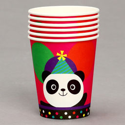 Стакан бумажный Панда с шариками, в наборе 6 шт.