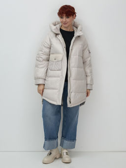 Куртка зимняя женская с капюшоном модная бежевого цвета 7341B - Visdeer фото 16