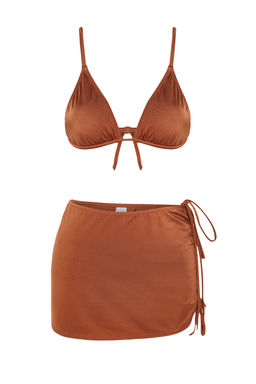 TRENDYOLMILLA Kahverengi Ucgen Brazilian 3lu Bikini Tak?m? TBESS24BT00022  фото 9