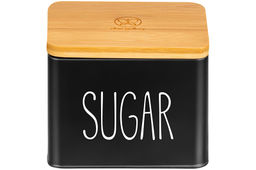 Емкость для хранения 1,5 л 14*11*11 см SUGAR с деревянной крышкой, черная - Elan gallery фото 11