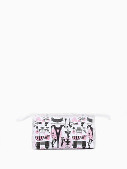 Цена за 3 шт. Косметичка на молнии, треугольная, маленькая, с принтом, белая