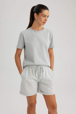 Beyaz Regular Fit Bisiklet Yaka Casual Premium Basic Duz K?sa Kollu Tisort - Defacto фото 2