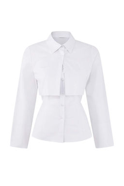 Ac?k Mavi Ikili Parcal? Lycral? Poplin Bedene Oturan Gomlek TWOSS26GO00064