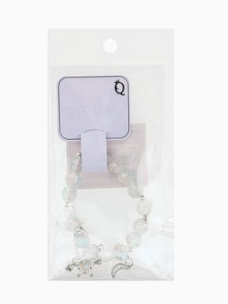 Браслет с подвесками "Сахарный" ночное небо, шар № 10/8, цвет нежно-розово-голубой в серебре   10967