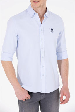 Мужская голубая базовая рубашка с длинным рукавом - U.s. polo assn фото 13