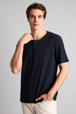 Sl_m F_t Pamuklu Fitilli Henley Yaka Ti__rt - Defacto фото 3