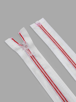 Цена за 10 шт. Молния «Спираль», №5, разъёмная, замок автомат, 80 см, белая, красная