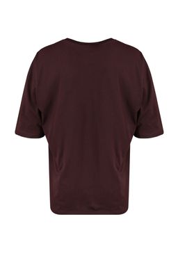 Kahverengi Oversize/Genis Kesim %100 Pamuklu K?sa Kollu Basic T-Shirt TMNSS22TS0318