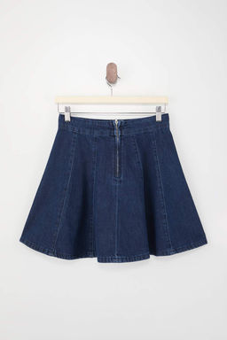 Koyu Mavi Volanl? %100 Pamuk Mini Denim Etek TWOSS26ET00068 - Trendyolmilla фото 2