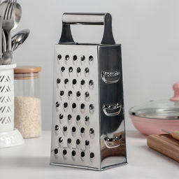 Тёрка четырёхгранная Доляна «Металлик», 10×7.5×23.5 см, цвет хромированный