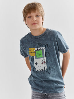 Футболка для мальчиков серая с принтом