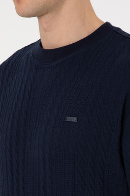 Erkek Comfort Fit Bisiklet Yaka Lacivert Sweatshirt