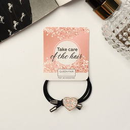 Цена за 6 шт. Резинка для волос «Гемма», сердце, 4.5 см, серебро