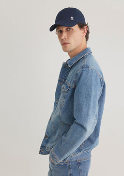 Drake Classic Denim Puslu Indigo Mavi Jean Ceket