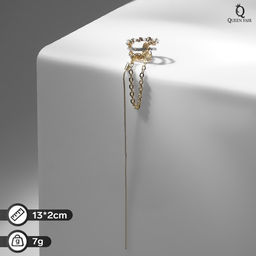 Серьга Кафф роскошь, цвет белый в золоте - Queen fair фото 2