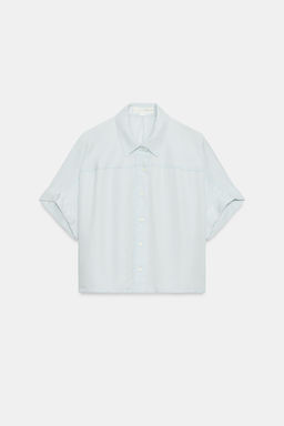 CAMISA FLUIDA MANGA CORTA / Azul claro