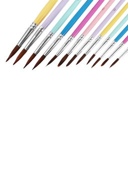 Набор кистей для рисования, пони, 12 штук: № 1, 2, 3, 4, 5, 6, 7, 8, 9, 10, 11, 12, круглые, с цветными ручками, пастель