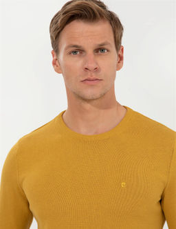 Hardal Slim Fit Bisiklet Yaka Basic Triko Kazak