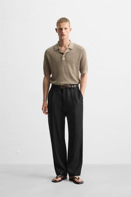 TEXTURED KNIT POLO SHIRT